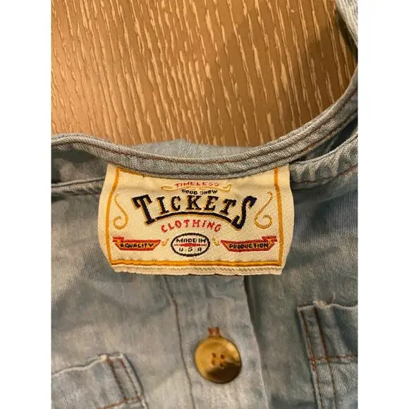 VTG Timeless Ticket Denim Light Wash Denim Midi Dress Cottagecore Size 6 USA - Picture 9 of 11